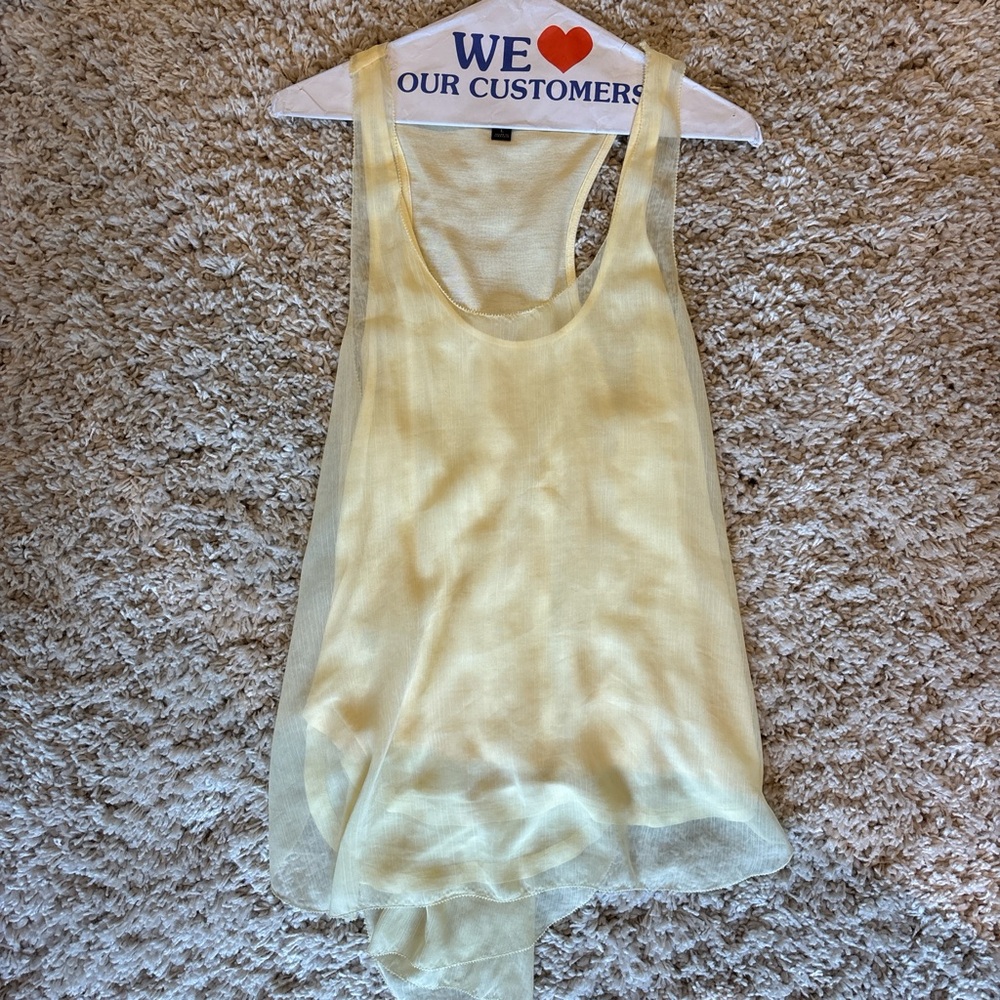 Ann Taylor Asymmetrical Cream Sleeveless Tank Top